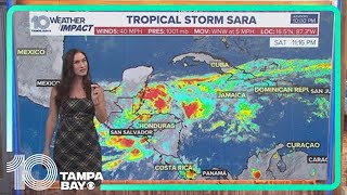 Tracking the Tropics Sara slowly moving from Honduran coast expected to arrive as weaker rainmaker [upl. by Birdie656]