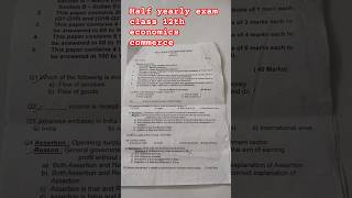 Half yearly exam class 12th commerce economics 20242522september youtubeshorts 🙂✍️✍️👍💯 [upl. by Kahlil]