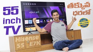 Hisense 55E7K QLED Smart TV with Dolby Vision Atmos  Unboxing in Telugu [upl. by Yelyah]