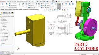 Wobbler Steam Engine in SolidWorks Part 3CYLINDER [upl. by Dupin271]