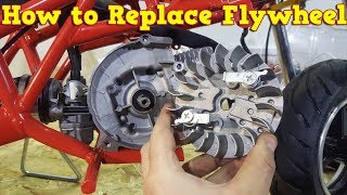 How to Replace Flywheel in 2 Stroke Pocket Bike Engine PS50 from Nitro Motors [upl. by Etep]