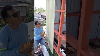 Install wall Cladding to storey house [upl. by Leotie]