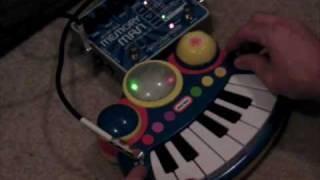 Circuit Bent Little Tikes PopTunes Big Rocker Keyboard vs EHX Stereo Memory Man with Hazarai [upl. by Nissy]