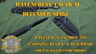 Ravencrest Defender  Ravenpac September 2018 Unboxing Review amp Benchmade SOCP Dagger Comparison [upl. by Annadiana]