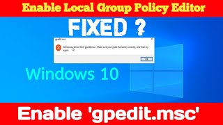 gpeditmsc Missing Windows 10  How To Enable Local Group Policy Editorgpeditmsc In Windows 10 [upl. by Rhu926]