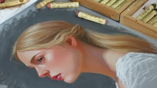 Oil pastel portrait painting  art process video ♡ [upl. by Eylsel]