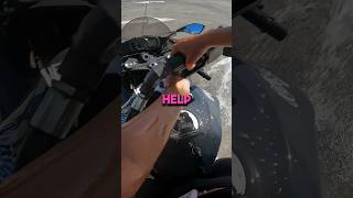 Biker girl sprays gas ⛽️😱 zx6r bikergirl explore [upl. by Keifer]