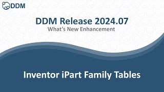 DDM Release 202407  Inventor iPart Family Table [upl. by Oilalue]