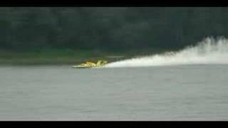 Hydroplane boat crashes  Flips and keeps going [upl. by Eleen]