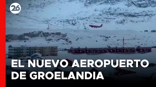 Avión aterriza en el nuevo aeropuerto internacional de Groenlandia [upl. by Averi]