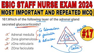 ESIC NURSING OFFICER EXAM PREPARATION  RRB STAFF NURSE EXAM PREPARATION  GMCH STAFF NURSE EXAM MCQ [upl. by Ahseeyt123]