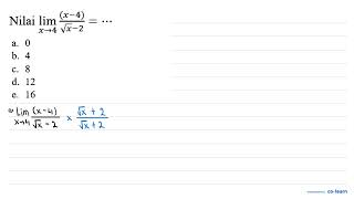 Nilai lim x  4 x4akarx2 [upl. by Asirrak]