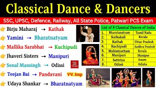 Classical Dances of India💃🎊  Classical Dance and Dancer  Art and Culture  SSC Exam  Memory Trick [upl. by Eek]