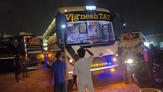 VigneshTAT Travels AC Sleeper Bus Very Hard Departure from Parking Yard Watch Complete Vedio [upl. by Cocke]