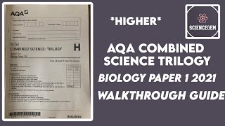 AQA GCSE COMBINED SCIENCE BIOLOGY PAPER 1 2021 TRILOGY PAPER WALKTHROUGH  ScienceGem [upl. by Martino]