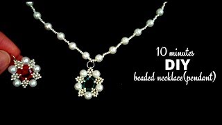 10 minutes DIY beaded necklacependant jewelry making tutorial Beaded necklace [upl. by Wassyngton]