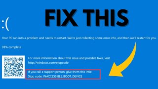 How to Fix Inaccessible Boot Device Windows 11 BSOD Fix [upl. by Sinoda698]