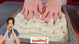 FOCACCIA fatta in casa alta e soffice SENZA IMPASTARE focaccia MILLE BOLLE ALLE MELANZANE [upl. by Samled]