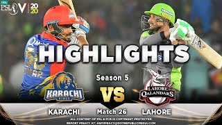 Lahore Qalandars vs Karachi Kings  Full Match Highlights  Match 26  12 March  HBL PSL 2020  MA2 [upl. by Evvie]