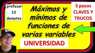 👉 MÁXIMOS mínimos y puntos de silla de funciones de varias variables  ejercicios resueltos [upl. by Hnilym]