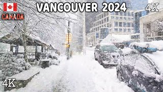 🇨🇦 【4K】❄️❄️❄️ EXTREME SNOWSTORM in Downtown Vancouver BC Canada 2024 [upl. by Inavoy]