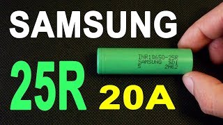 Samsung 25R  high drain 18650 Liion battery discharge capacity test [upl. by Aicala797]