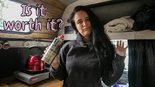 Why I choose butane stove as my main cooking source Van life cooking stove options [upl. by Glogau347]