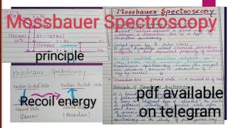 Mossbauer Spectroscopy defination complete notes spectroscopy chemistryviral chemistry [upl. by Cordelia]