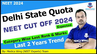 Delhi State Quota Neet cut off 2024 Expected What is the cut off for Delhi government colleges [upl. by Nolubez]