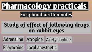 Pharmacology practical l effect of adrenaline Ach atropine pilocarpine amp xylocain in rabbit eye l [upl. by Artinek467]