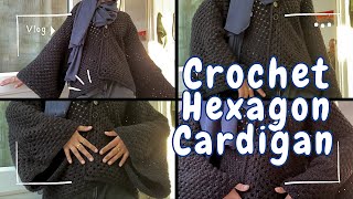 Crochet Hexagon Cardigan  Crochet with me🤍 [upl. by Vivle]