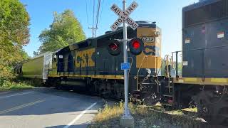 CSX Local L004 Appears Out of the Jungle at the Central St Crossing in Southborough MA 100323 [upl. by Saxen453]