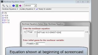 Bubble Temperature NonIdeal LiquidPOLYMATH [upl. by Keegan380]