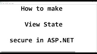 How to make ViewState secure in aspnet [upl. by Fleda416]