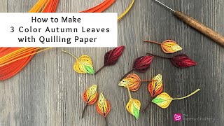 How to Make 3 Color Autumn Leaves with Quilling Paper  Quilling for Beginners [upl. by Oivat]