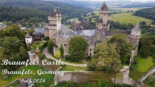 4K Birds view of beautiful 800 years old Braunfels Castle Germany [upl. by Yasmar]