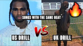 WHO BETTER 👀 US DRILL SONGS VS UK DRILL SONGS WITH THE SAME BEAT  AMERICAN REACTION 🇺🇸🔥 [upl. by Willamina668]