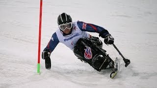 Ben Sneesby 1st run  Mens slalom sitting  Alpine skiing  Sochi 2014 Paralympics [upl. by Giordano888]