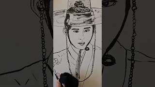 Man wearing Hanbok art drawing 그림그리기 sketch portrait [upl. by Kalle]