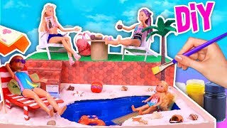 🏖 Mini ALBERCA para CASA de BARBIE ☀️😎💖Manualidades Fantásticas [upl. by Ahsenak]