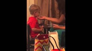 Brendan doing speech therapy3 years olddiagnosed with autism at 13 months old [upl. by Haleeuqa627]