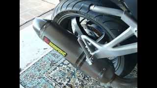 Standard and Akrapovic Pipes on VFR800X [upl. by Atirb]