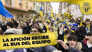 La afición grogueta recibe al autobús del equipo [upl. by Aniryt130]