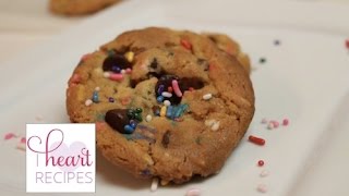 Cake Batter Chocolate Chip Cookies  I Heart Recipes [upl. by Bryna]