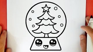 HOW TO DRAW A CUTE CHRISTMAS SNOW GLOBE [upl. by Pardew]