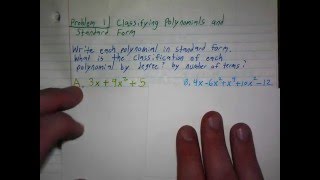 51 Problem 1 Classifying Polynomials and Standard Form [upl. by Guido]