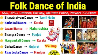 Folk Dance Of All States  Folk Dances with Tricks  Folk Dances MCQs  Folk Dance Gk Questions Ssc [upl. by Wendelina]