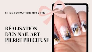 1H de formation ongle offerte  Réalisation dun nail art pierre précieuse  Yournails International [upl. by Bobby]