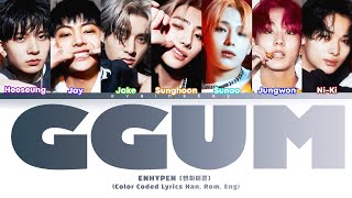 AI COVER ENHYPEN quotGGUM” Lyrics Color Coded Lyrics by YEONJUN [upl. by Aihsas509]