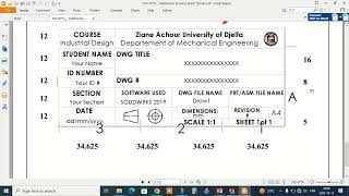 PW1 Preparation A4 format SolidWorks Arabic [upl. by Wildermuth]